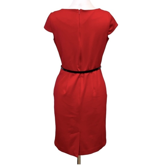 DANA Buchman Bodycon Day To Night Stretch Knit Belted Cap Sleeve Sheath Dress - Picture 4 of 6
